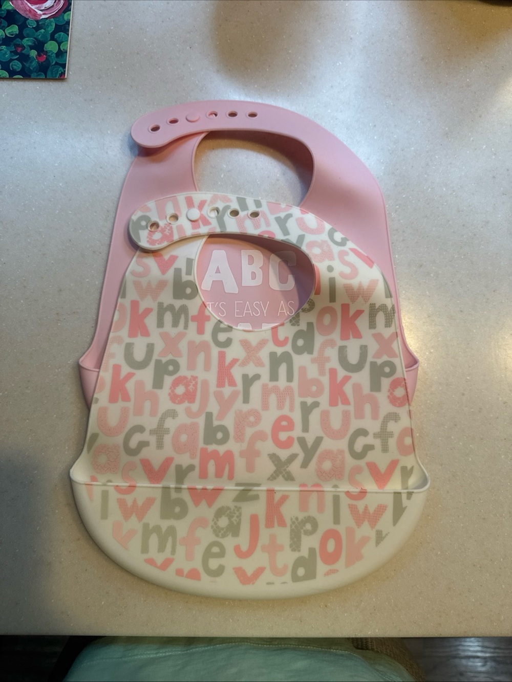 Lila & Jack Pink Alphabet Silicone Baby Bib with Crumb Catcher